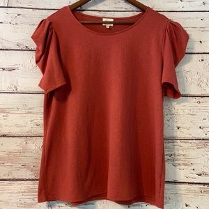 🌻5/25🌻Burnt Red Ruffle Sleeve Top